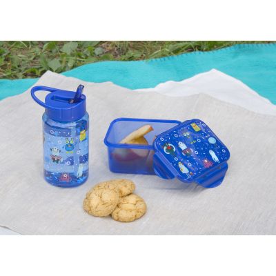 Набор с детским принтом (ланч-бокс, бутылка 450 мл), синий-1
