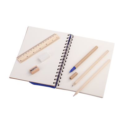 Блокнот Full kit с пеналом и канцелярскими принадлежностями, синий-3