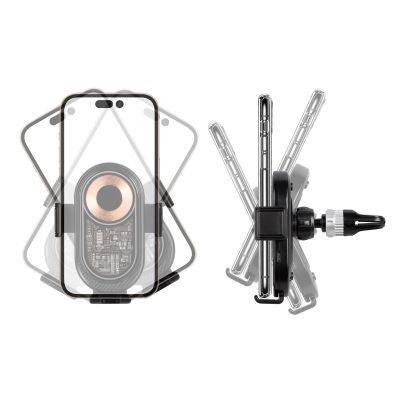 Автомобильное беспроводное (15W) зарядное устройство Guide с прозрачным корпусом, черный с серебристым-6