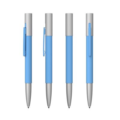 Ручка шариковая Clas, покрытие soft touch, голубой-2