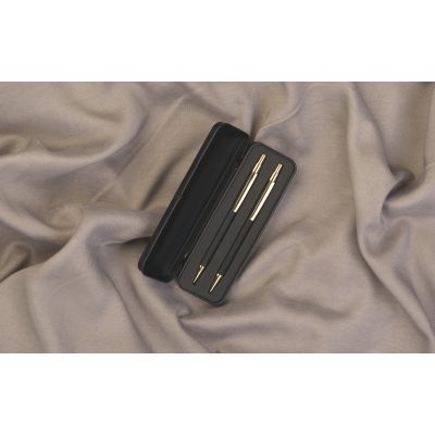 Набор Ray (ручка+карандаш), покрытие soft touch, черный с золотом-2