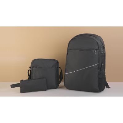 Набор TRIO 3в1: рюкзак, сумка, несессер, черный-1