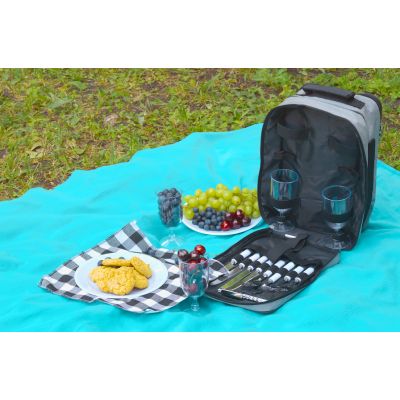 Набор для пикника Эквадор на 4 персоны с холодильным отделением, серый с черным-4