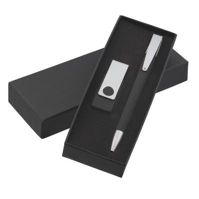 Набор ручка + флеш-карта 8Гб в футляре, черный-1