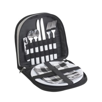 Набор для пикника Ланч на 2 персоны, серый с черным-0