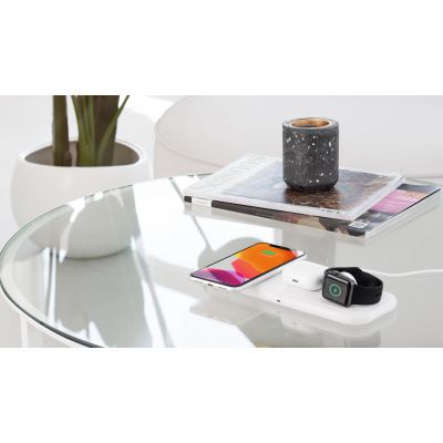 Настольная беспроводная (15W) зарядная станция Snow Board для смартфона, часов и наушников, белый-5