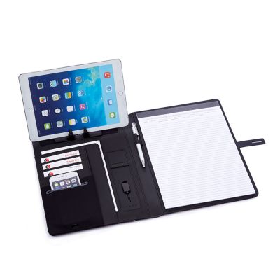Папка А4 с зарядным устройством 4000 mAh и блокнотом, черный-2