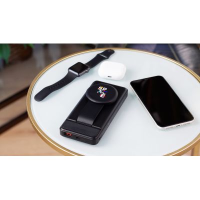 Беспроводная зарядная (20W/15W) станция-пауэрбэнк Slider 10000 mAh для смартфонов, наушников, часов, с подвижным зарядным блоком, черный-6