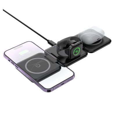 Складная беспроводная (15W) зарядная станция Flip с MagSafe, черный-0