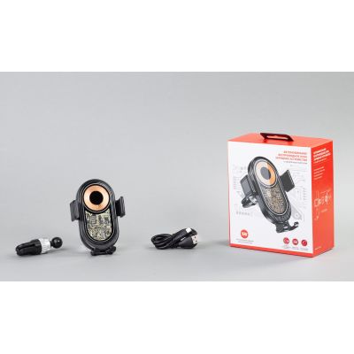 Автомобильное беспроводное (15W) зарядное устройство Guide с прозрачным корпусом, черный с серебристым-7