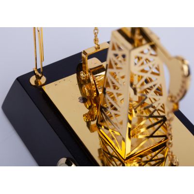 Подставка с часами Нефтяная качалка, золотистый-5