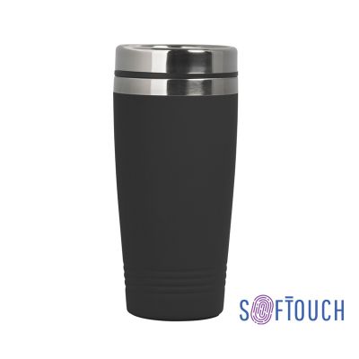 Термостакан Азия 400 мл, покрытием soft touch, черный-0