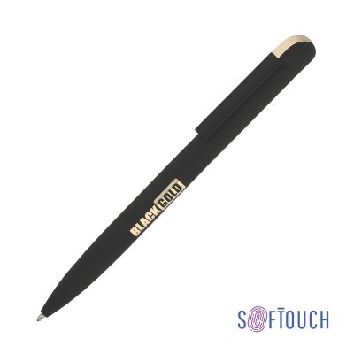 Ручка шариковая Jupiter, покрытие soft touch, черный с золотом-0