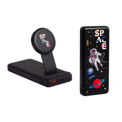 Беспроводная зарядная (20W/15W) станция-пауэрбэнк Slider 10000 mAh для смартфонов, наушников, часов, с подвижным зарядным блоком, черный-5