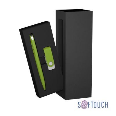Набор ручка + флеш-карта 8 Гб в футляре, покрытие soft touch, зеленое яблоко-0