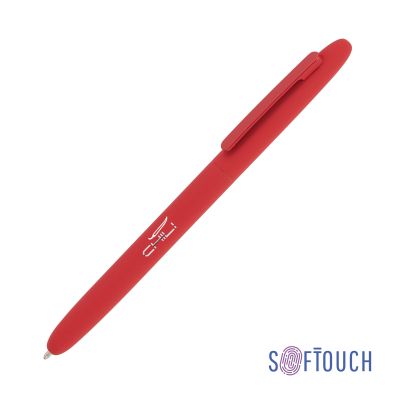 Ручка шариковая Vega, покрытие soft touch, красный-0