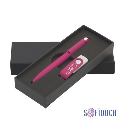 Набор ручка + флеш-карта 16 Гб в футляре, покрытие soft touch, фуксия-0
