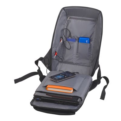 Рюкзак City с USB-разъемом, черный с коричневым-7