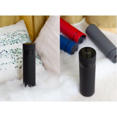 Термос Бостон с индикацией температуры, soft touch, 0,5л., черный-1