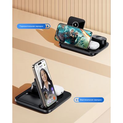 Беспроводная (15W) зарядная станция Lift с сенсорным подъёмным механизмом, черный-2