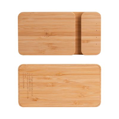 Беспроводное (10W) зарядное устройство Bamboo Power 5000 mAh с подставкой под смартфон, бамбук, бежевый-4