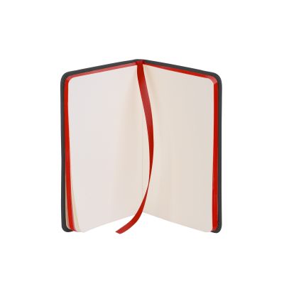 Блокнот Бергамо, покрытие soft touch, формат А6, черный/оранжевый#, черный с красным-2