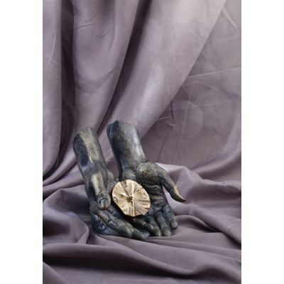 Скульптура Время в твоих руках, зеленый с золотом-1