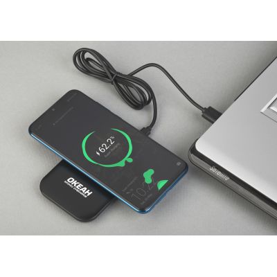 Настольное беспроводное зарядное устройство Moonlight c подсветкой логотипа, черный-3