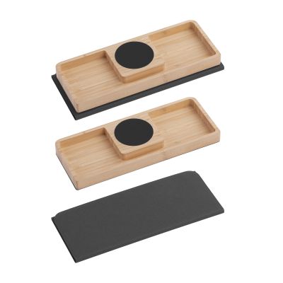 Коврик-трансформер с органайзером на магнитах с беспроводным (15W) ЗУ с подсветкой логотипа, черный с бежевым-0