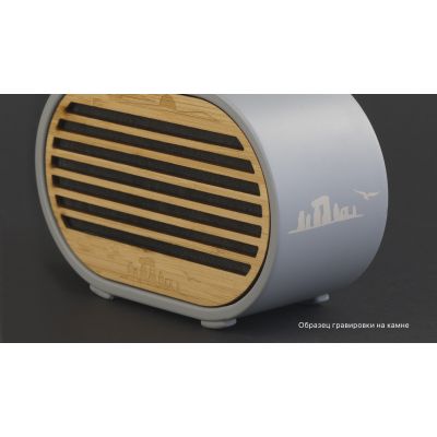 Bluetooth-колонка Stonehenge 5Вт с беспроводным зарядным устройством, камень/бамбук, серый/бежевый-5