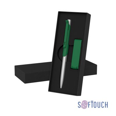 Набор ручка Skil + флеш-карта Case 8 Гб в футляре, покрытие soft touch, темно-зеленый-0