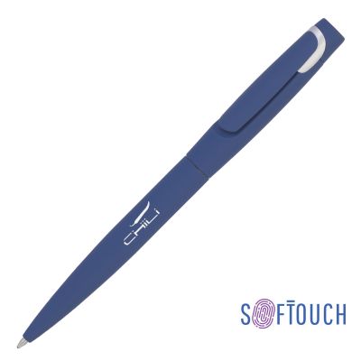 Ручка шариковая Saturn покрытие soft touch, темно-синий с серебристым-0