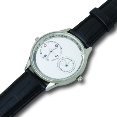 Часы наручные с двумя циферблатами, белый/черный/серебристый-0