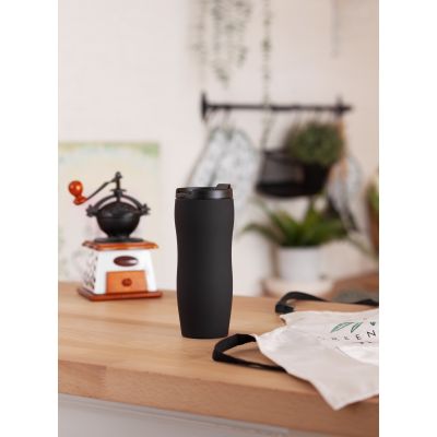 Термостакан Монтана 400 мл, покрытие soft touch, черный-1