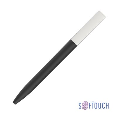 Ручка шариковая Clive, покрытие soft touch, черный с белым-0