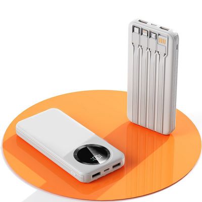 Зарядное устройство Phantom 10000 mAh с 4мя встроенными кабелями и цифровым индикатором заряда, белый-1