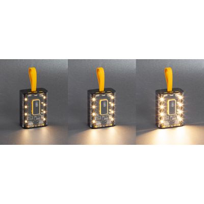 Зарядное устройство Shine 9000 mAh с LED-подсветкой, встроенными кабелями Type-C/Lightning/USB, черный с желтым-3