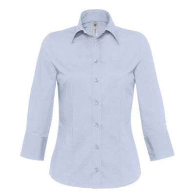 Рубашка женская Milano с рукавом 3/4, корпоративный голубой-1