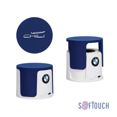 Беспроводная Bluetooth колонка Echo, покрытие soft touch, белый с синим-0