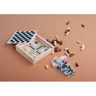 Набор игр Game box 3 в 1: шахматы, лудо и шашки, натуральный-1