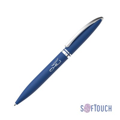 Ручка шариковая Rocket, покрытие soft touch, темно-синий-0