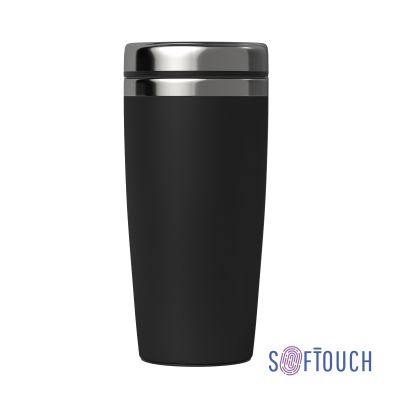 Термостакан Эльбрус, покрытие soft touch, черный-0