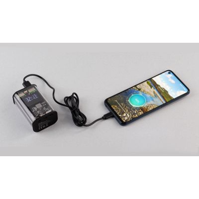 Зарядное (22.5W) устройство Inside 9000 mAh с прозрачным корпусом и цифровым индикатором заряда/напряжения/силы тока, черный-3