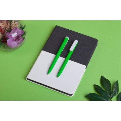 Ручка шариковая Clive, покрытие soft touch, зеленое яблоко с белым-1