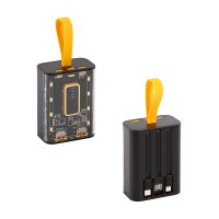 Зарядное устройство Shine 9000 mAh с LED-подсветкой, встроенными кабелями Type-C/Lightning/USB, черный с желтым