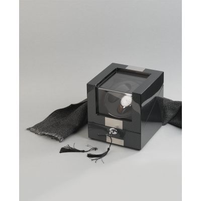 Шкатулка из дерева для часов с подзаводом, черный с серым-5