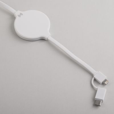 Кабель Energy с функцией беспроводного зарядного устройства, белый-3