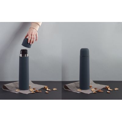 Термос Родос, покрытие soft touch, 1 л., серый-1