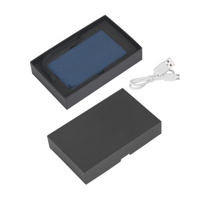 Зарядное устройство Камень с покрытием soft grip, 4000 mAh в подарочной коробке, темно-синий-3