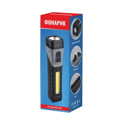 Фонарик Fix, черный с серым-8